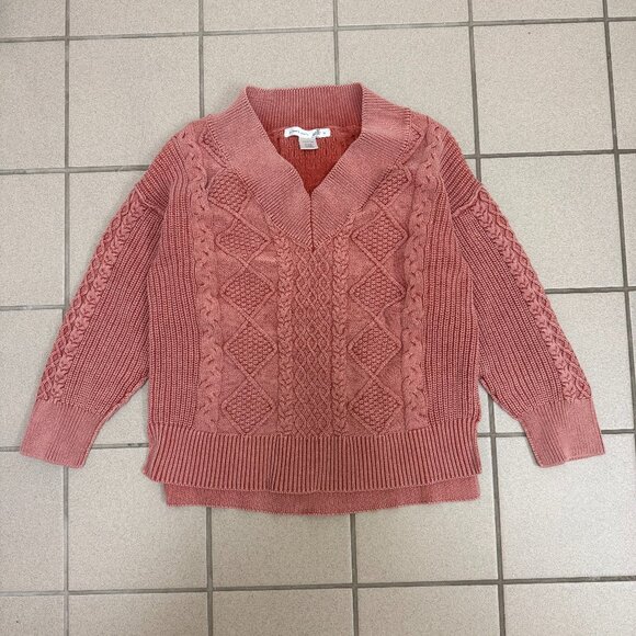 Altar'd State Tops - Altar'd State Coral V-Neck Cable Knit Sweater Women Size M